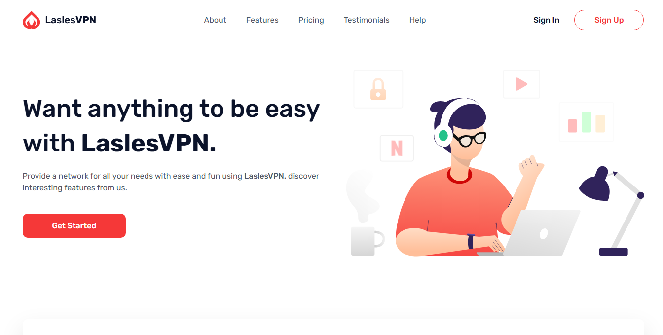 screenshot landing page